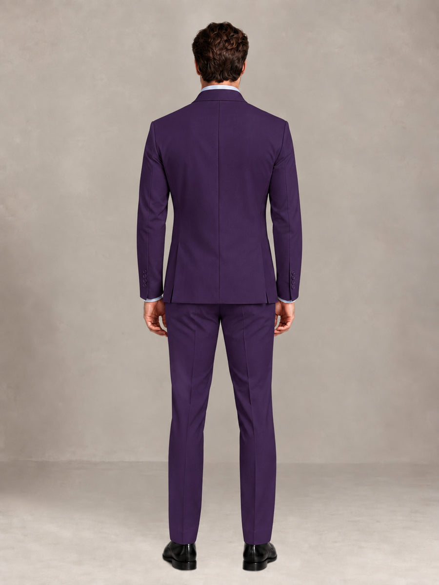 Dark Purple 2 Pieces Slim Fit Double Breasted Men Suits for Wedding Groom