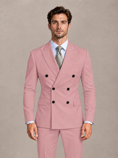 Dusty Rose 2 Pieces Slim Fit Double Breasted Men Suits for Wedding Groom