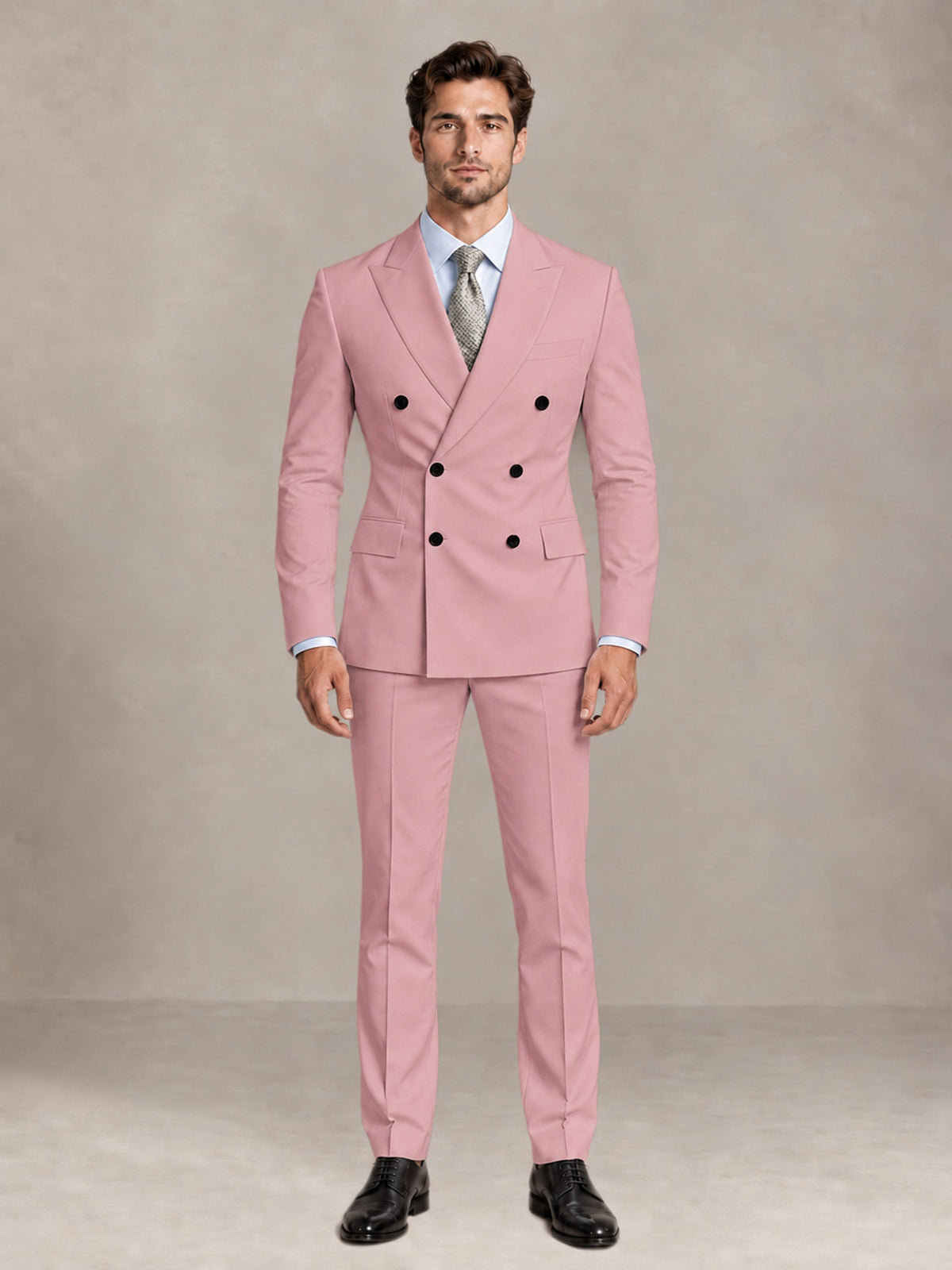 Dusty Rose 2 Pieces Slim Fit Double Breasted Men Suits for Wedding Groom