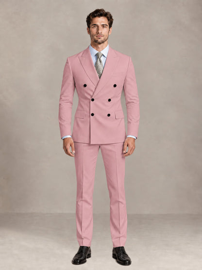 Dusty Rose 2 Pieces Slim Fit Double Breasted Men Suits for Wedding Groom