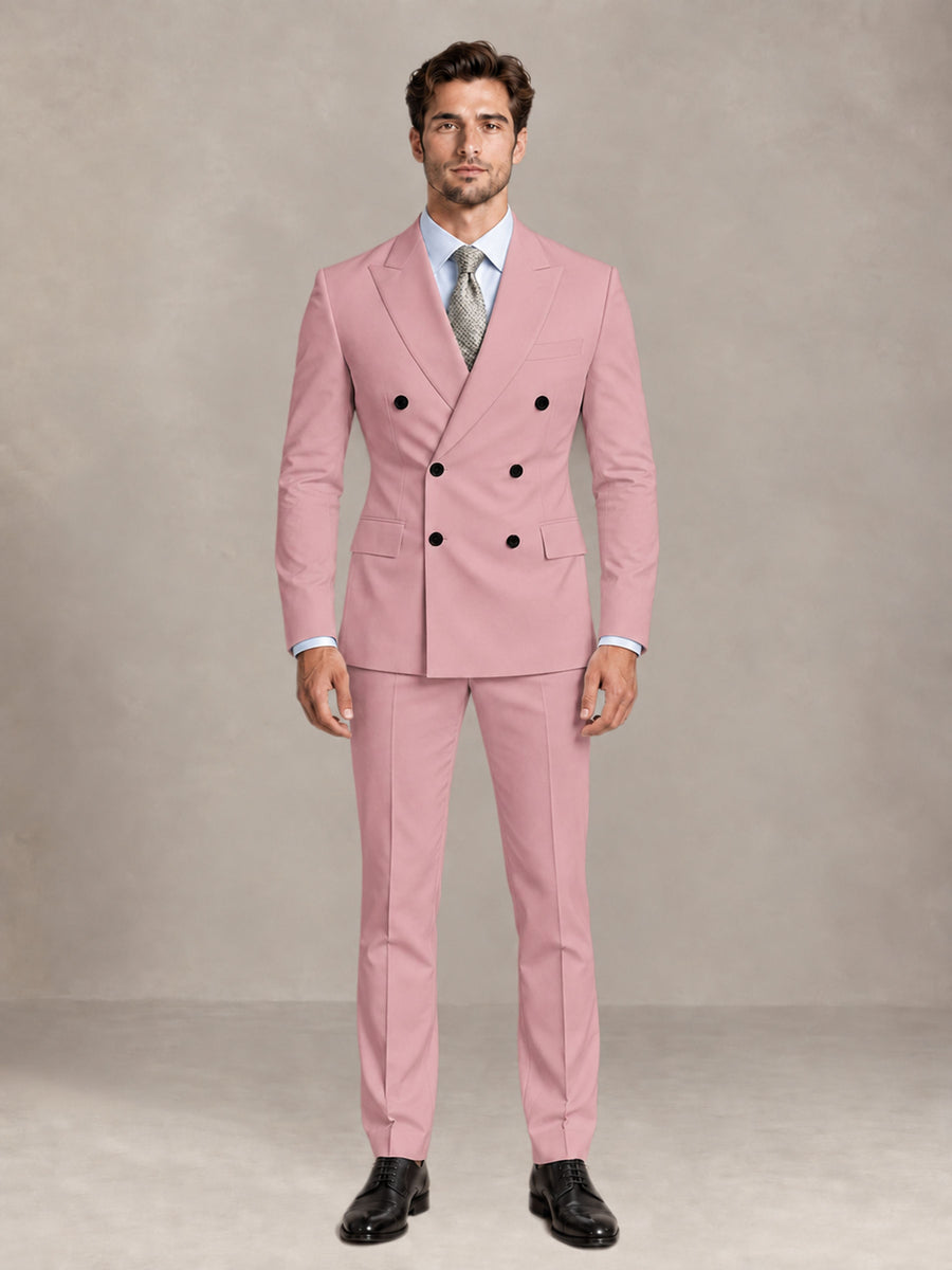 Dusty Rose 2 Pieces Slim Fit Double Breasted Men Suits for Wedding Groom
