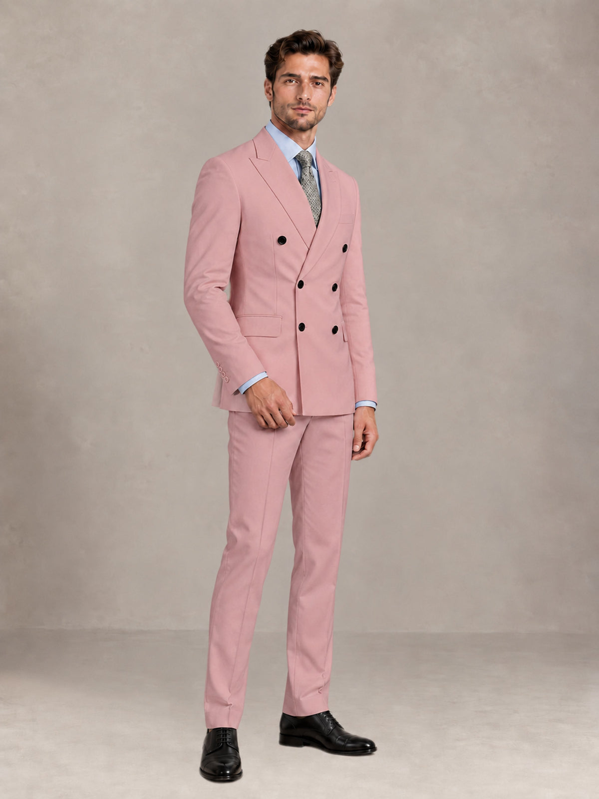 Dusty Rose 2 Pieces Slim Fit Double Breasted Men Suits for Wedding Groom