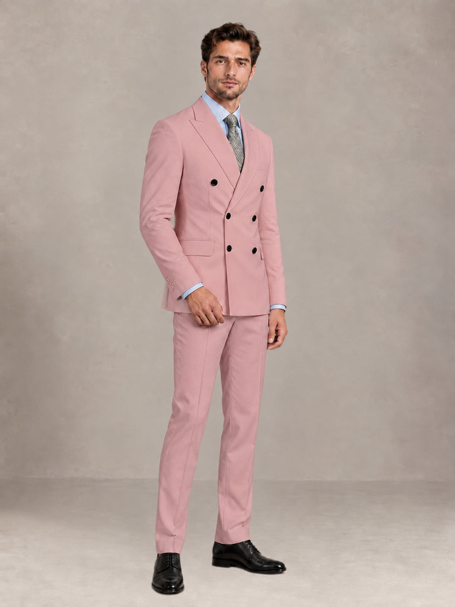 Dusty Rose 2 Pieces Slim Fit Double Breasted Men Suits for Wedding Groom