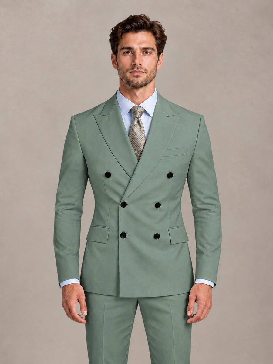 Eucalyptus 2 Pieces Slim Fit Double Breasted Men Suits for Wedding Groom