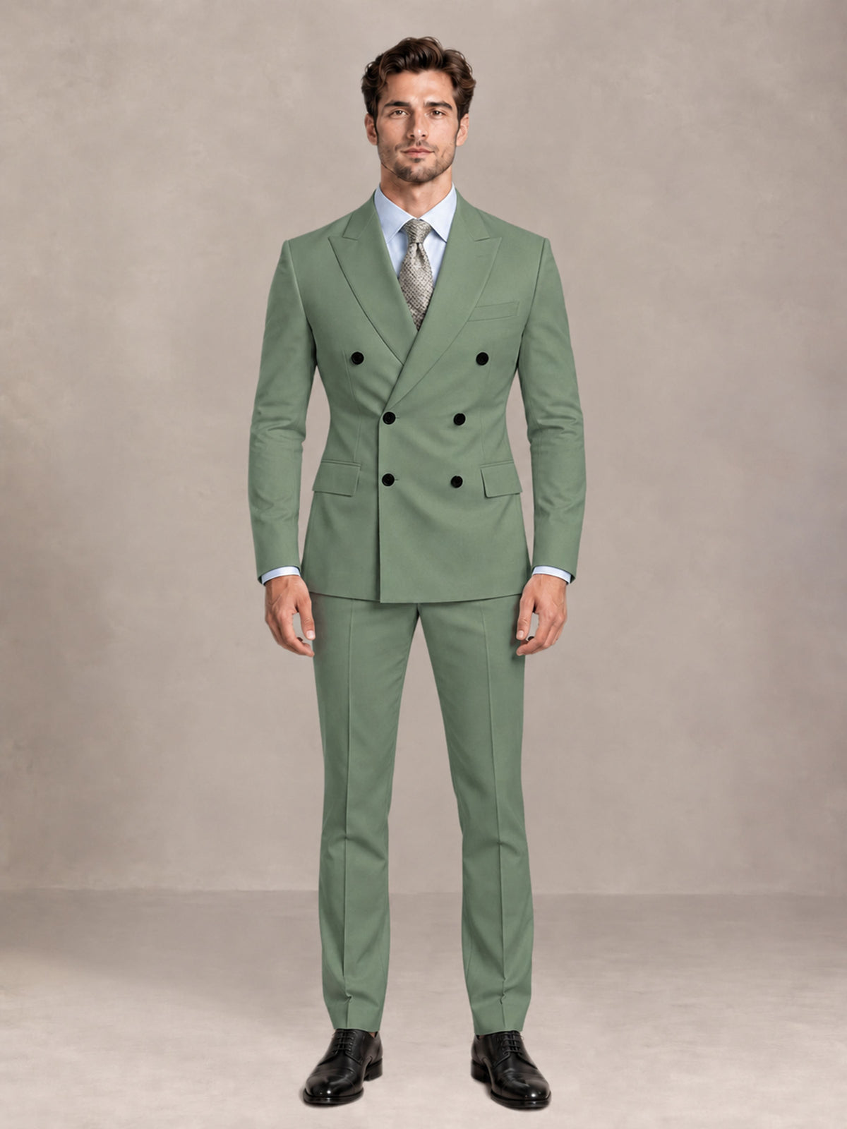 Eucalyptus 2 Pieces Slim Fit Double Breasted Men Suits for Wedding Groom