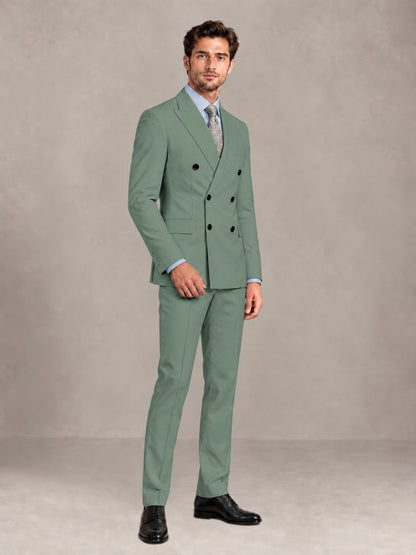 Eucalyptus 2 Pieces Slim Fit Double Breasted Men Suits for Wedding Groom