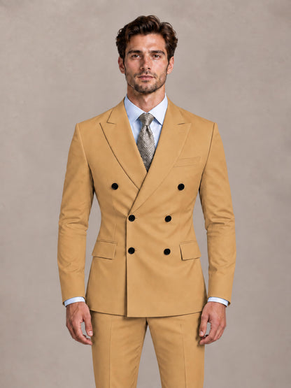 Gold 2 Pieces Slim Fit Double Breasted Men Suits for Wedding Groom