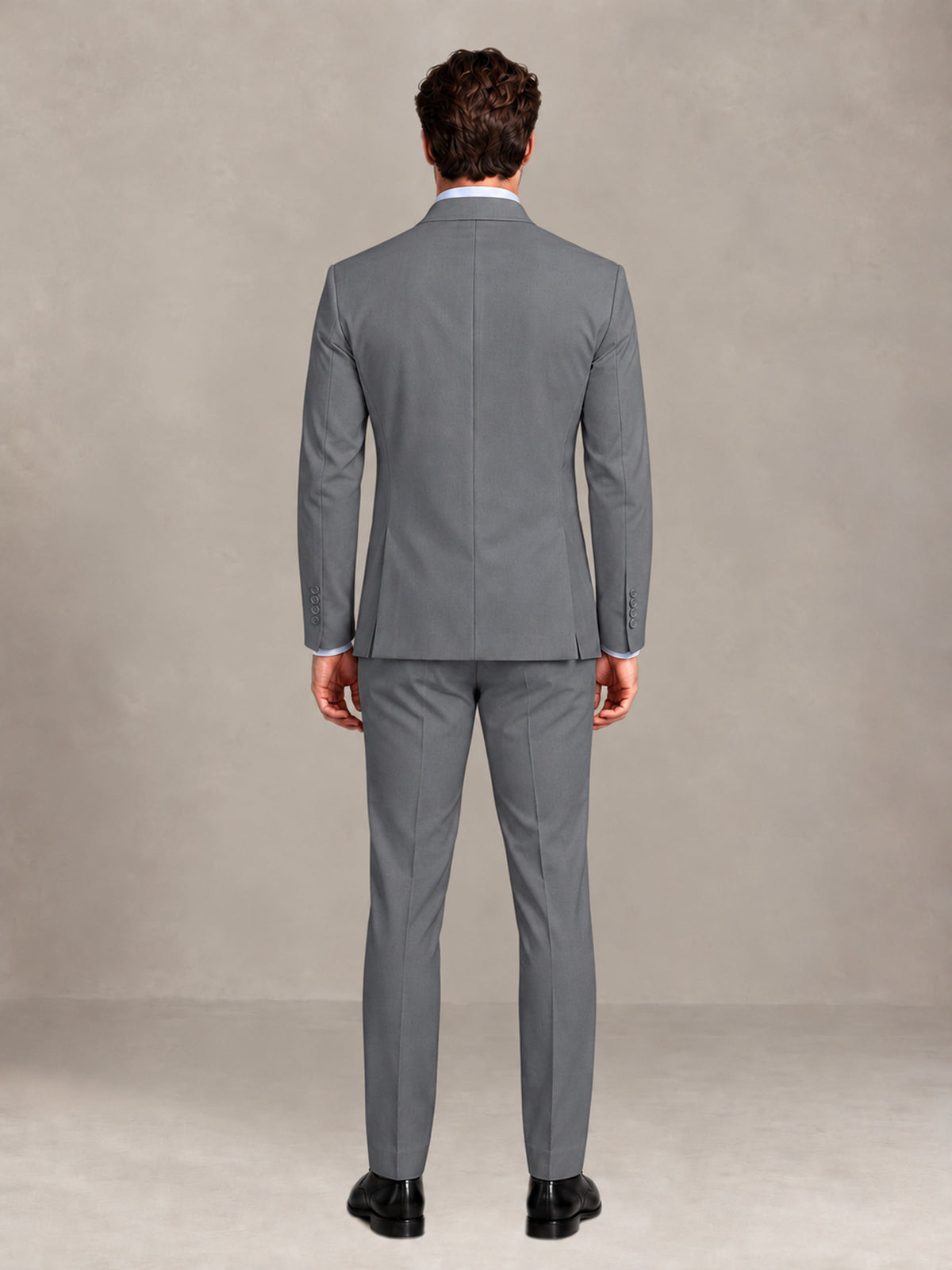 Gray 2 Pieces Slim Fit Double Breasted Men Suits for Wedding Groom