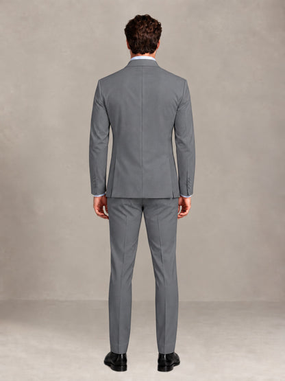 Gray 2 Pieces Slim Fit Double Breasted Men Suits for Wedding Groom