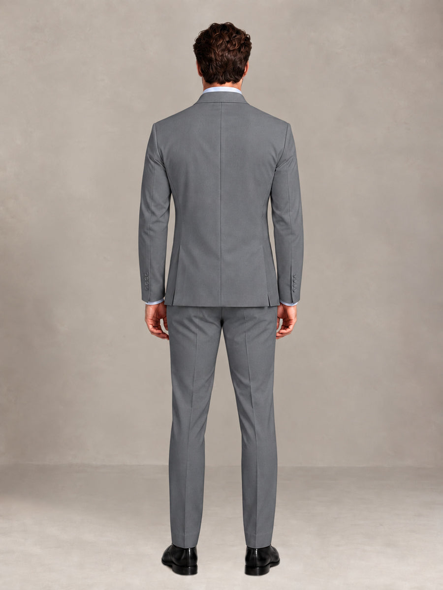 Gray 2 Pieces Slim Fit Double Breasted Men Suits for Wedding Groom