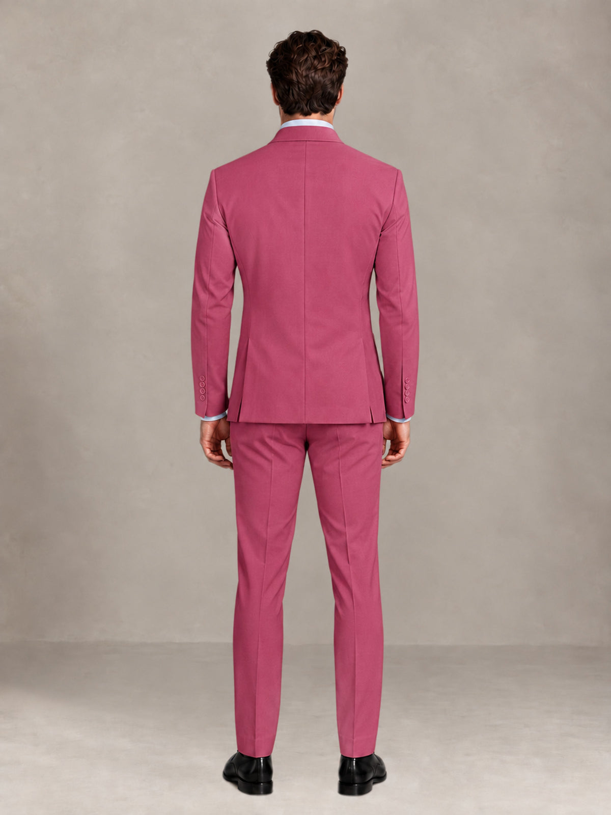 Hot Pink 2 Pieces Slim Fit Double Breasted Men Suits for Wedding Groom