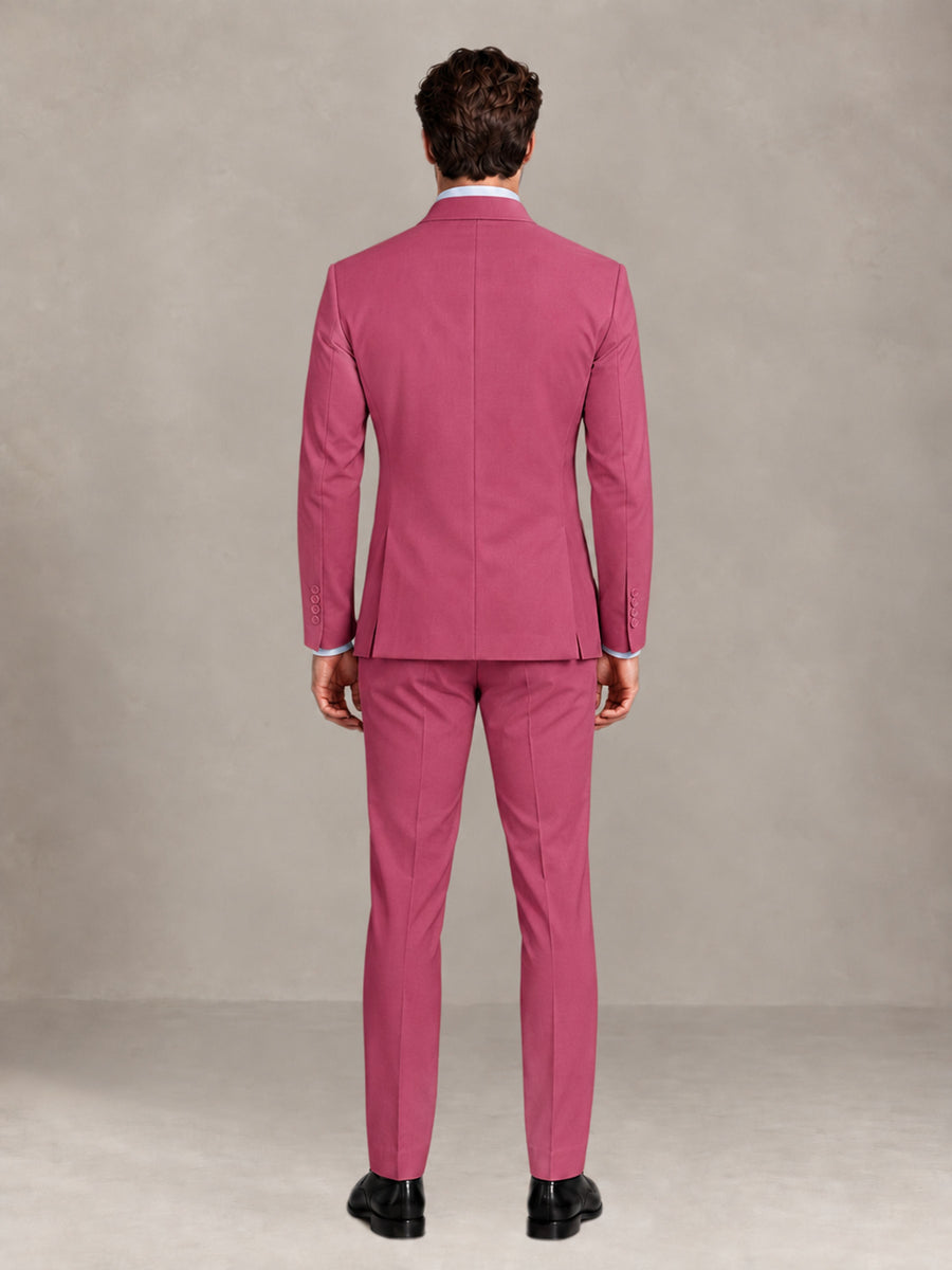 Hot Pink 2 Pieces Slim Fit Double Breasted Men Suits for Wedding Groom