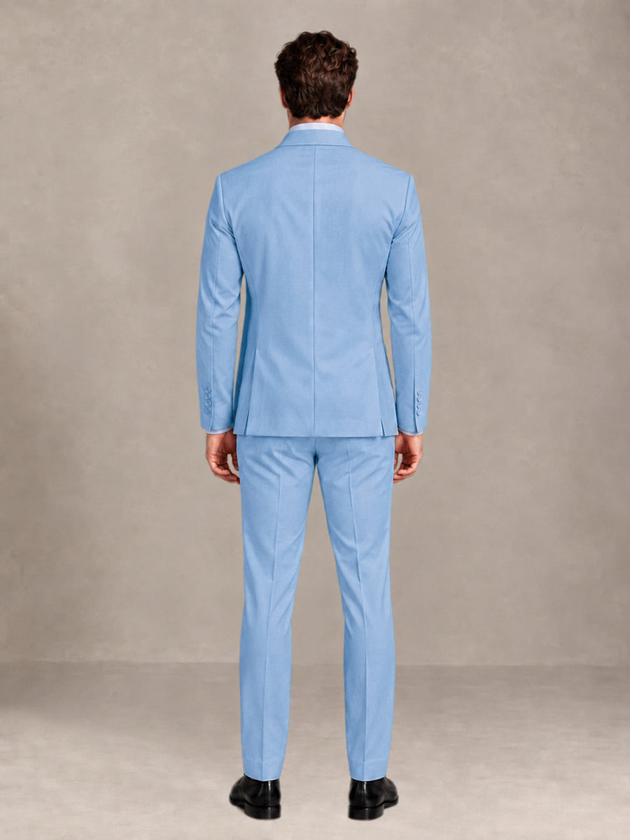 Light Blue 2 Pieces Slim Fit Double Breasted Men Suits for Wedding Groom