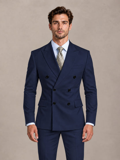 Navy Blue 2 Pieces Slim Fit Double Breasted Men Suits for Wedding Groom