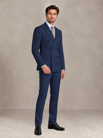 Navy Blue 2 Pieces Slim Fit Double Breasted Men Suits for Wedding Groom