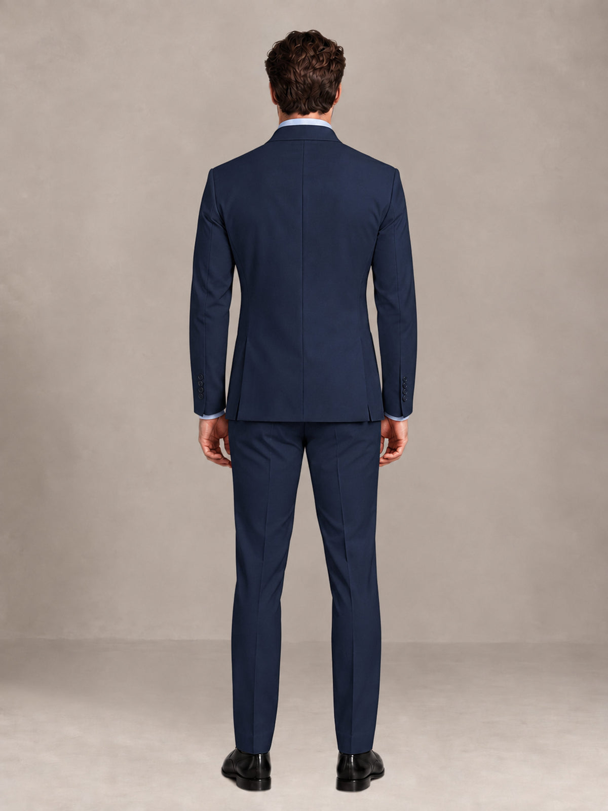 Navy Blue 2 Pieces Slim Fit Double Breasted Men Suits for Wedding Groom