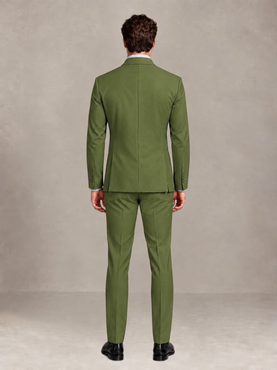 Olive Green 2 Pieces Slim Fit Double Breasted Men Suits for Wedding Groom