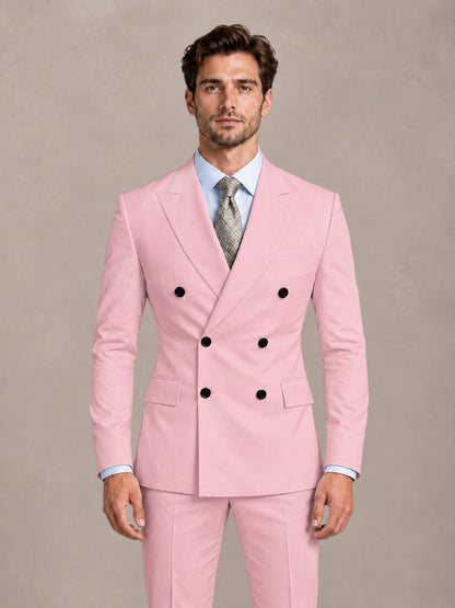 Pink 2 Pieces Slim Fit Double Breasted Men Suits for Wedding Groom