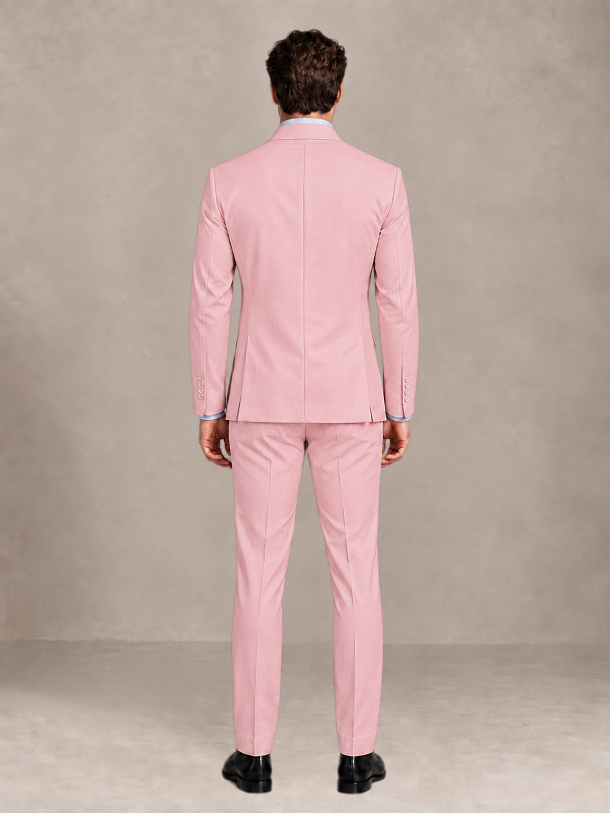 Pink 2 Pieces Slim Fit Double Breasted Men Suits for Wedding Groom