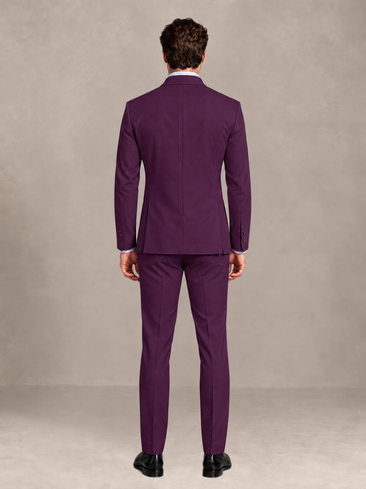 Plum 2 Pieces Slim Fit Double Breasted Men Suits for Wedding Groom