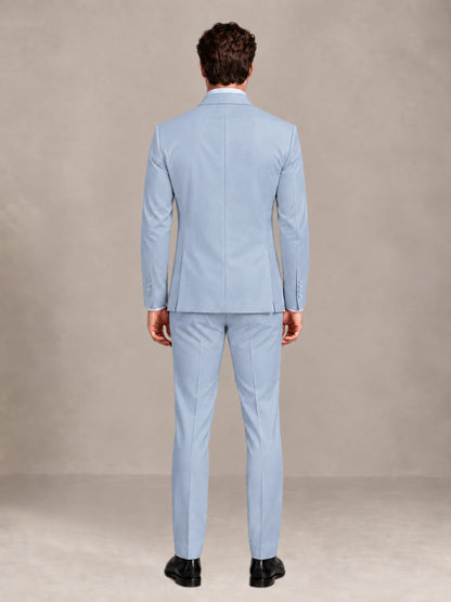 Powder Blue 2 Pieces Slim Fit Double Breasted Men Suits for Wedding Groom