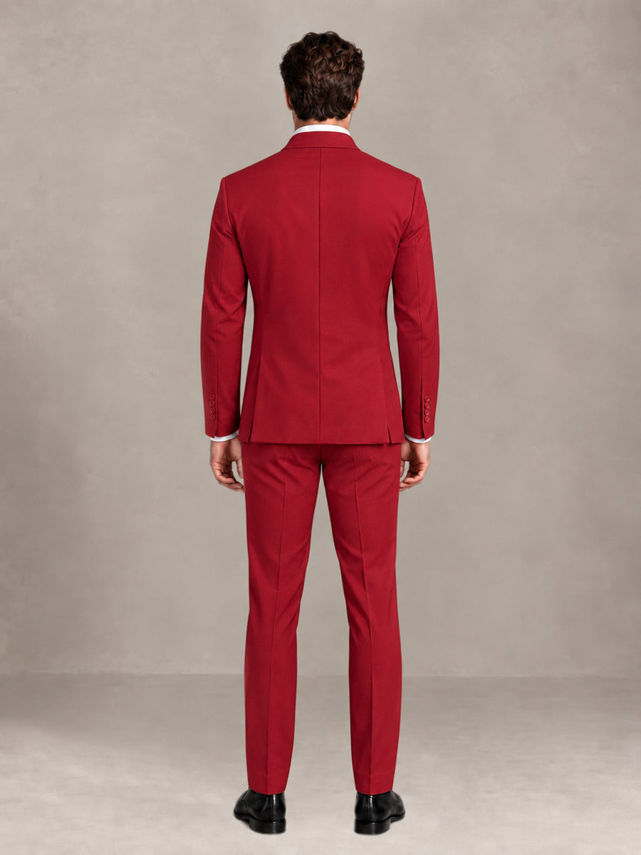 Red 2 Pieces Slim Fit Double Breasted Men Suits for Wedding Groom