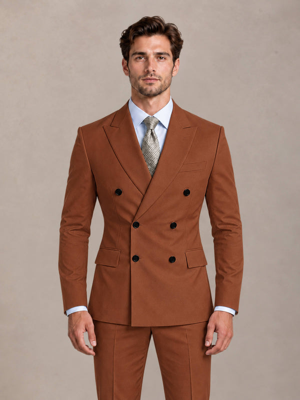 Rust 2 Pieces Slim Fit Double Breasted Men Suits for Wedding Groom