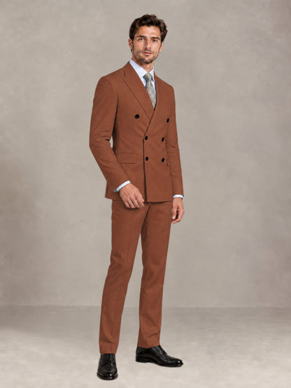 Rust 2 Pieces Slim Fit Double Breasted Men Suits for Wedding Groom