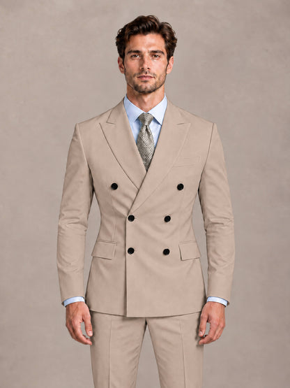 Taupe 2 Pieces Slim Fit Double Breasted Men Suits for Wedding Groom