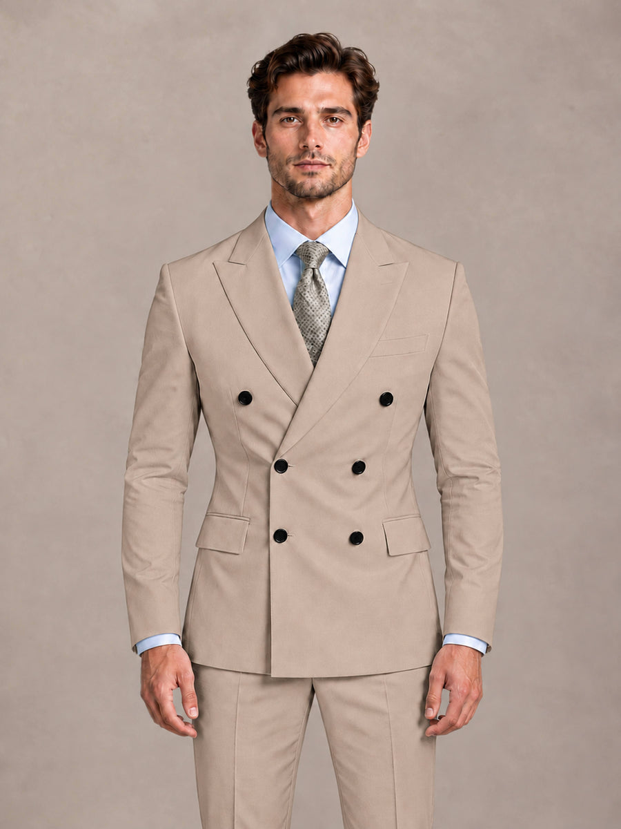 Taupe 2 Pieces Slim Fit Double Breasted Men Suits for Wedding Groom