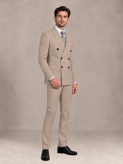 Taupe 2 Pieces Slim Fit Double Breasted Men Suits for Wedding Groom
