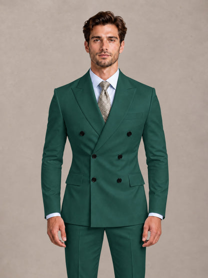 Teal 2 Pieces Slim Fit Double Breasted Men Suits for Wedding Groom