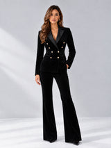 2 Pieces Slim Fit Double Breasted Velvet Women's Suits
