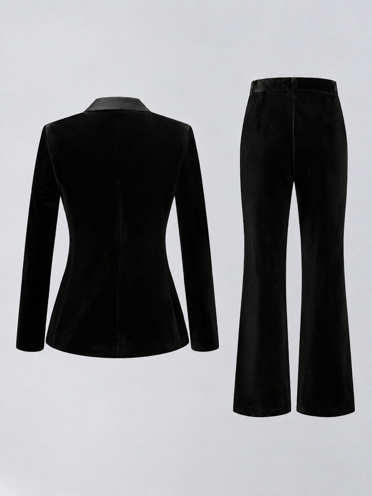 Black 2 Pieces Slim Fit Double Breasted Velvet Women's Suits