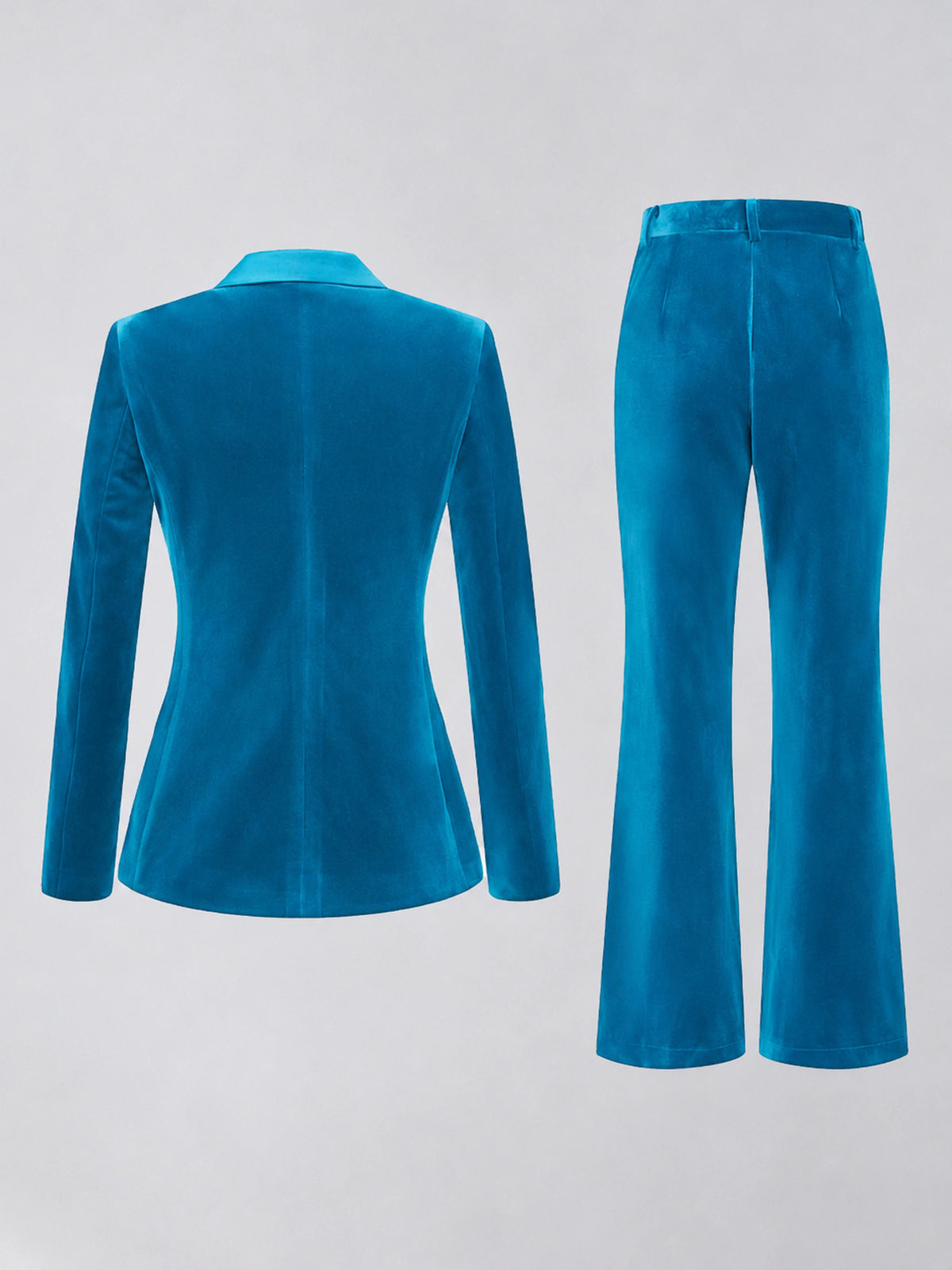 Blue 2 Pieces Slim Fit Double Breasted Velvet Women's Suits