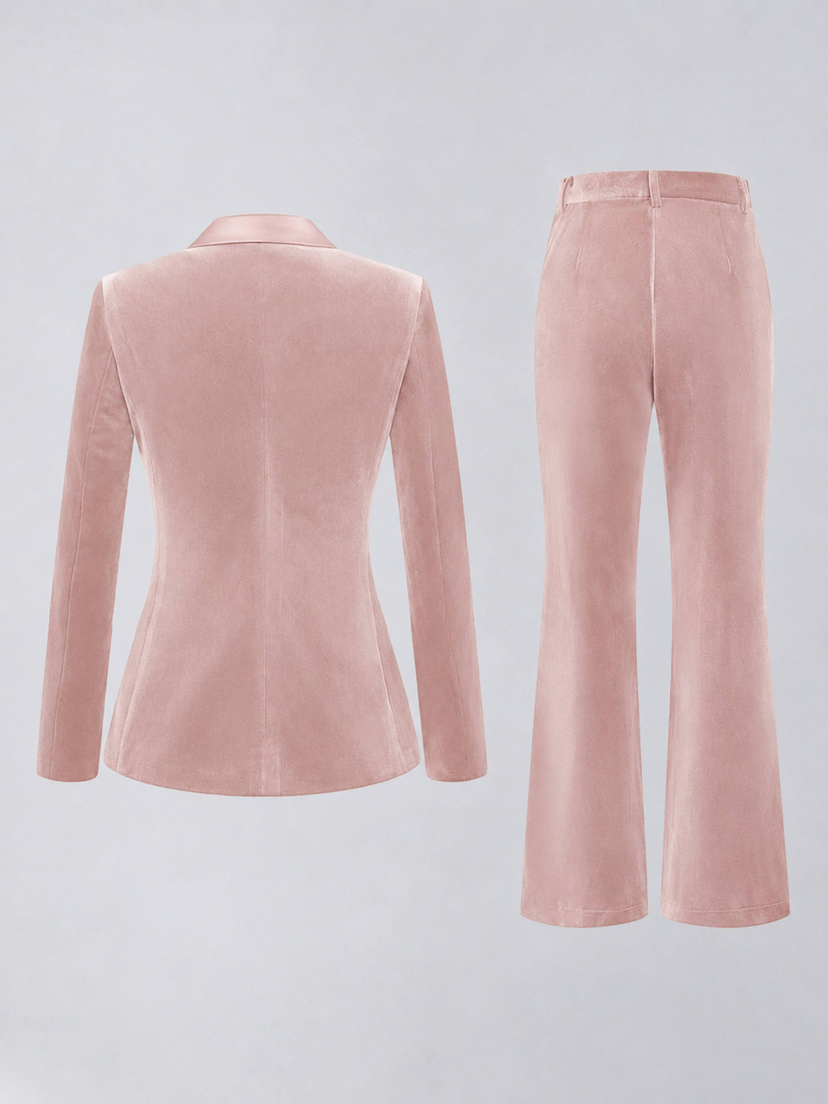 Blush Pink 2 Pieces Slim Fit Double Breasted Velvet Women's Suits