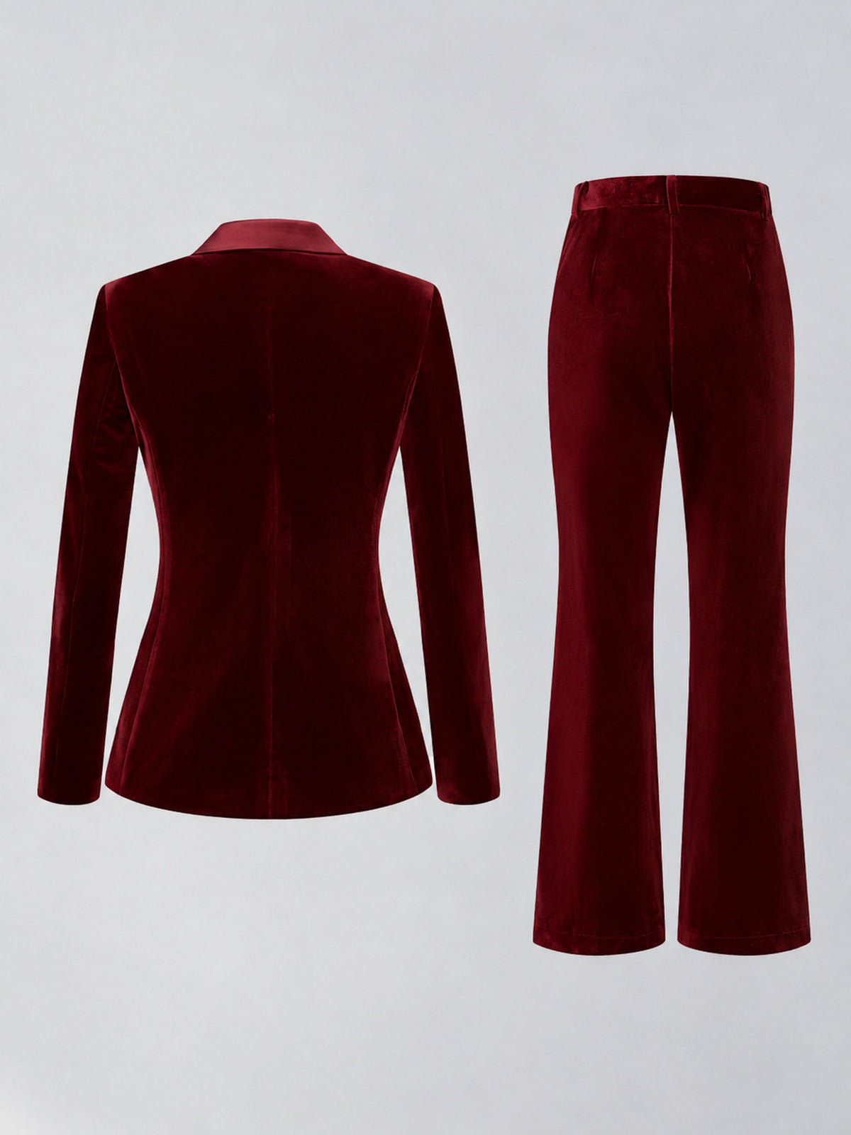 Burgundy 2 Pieces Slim Fit Double Breasted Velvet Women's Suits