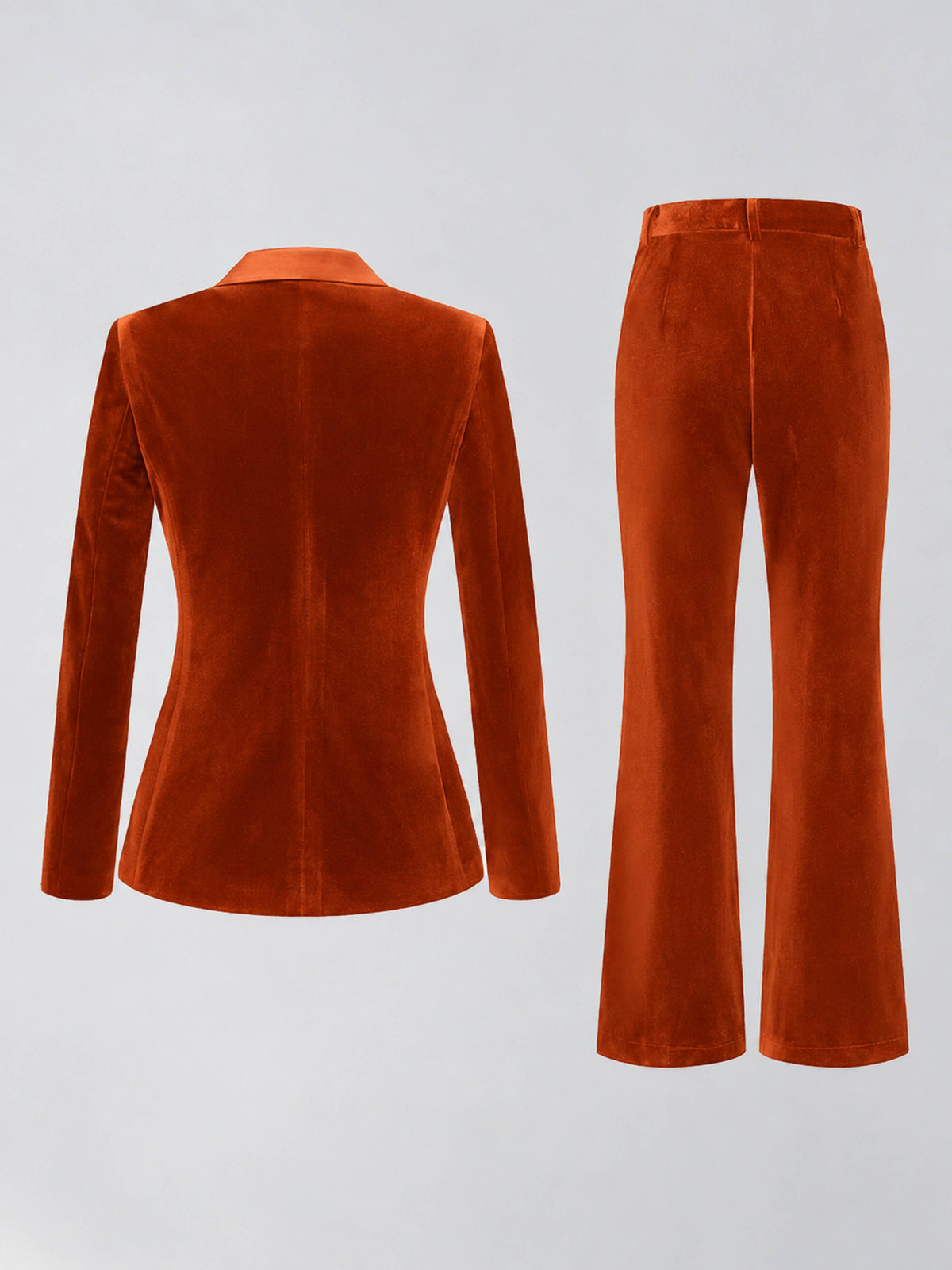 Burnt Orange 2 Pieces Slim Fit Double Breasted Velvet Women's Suits