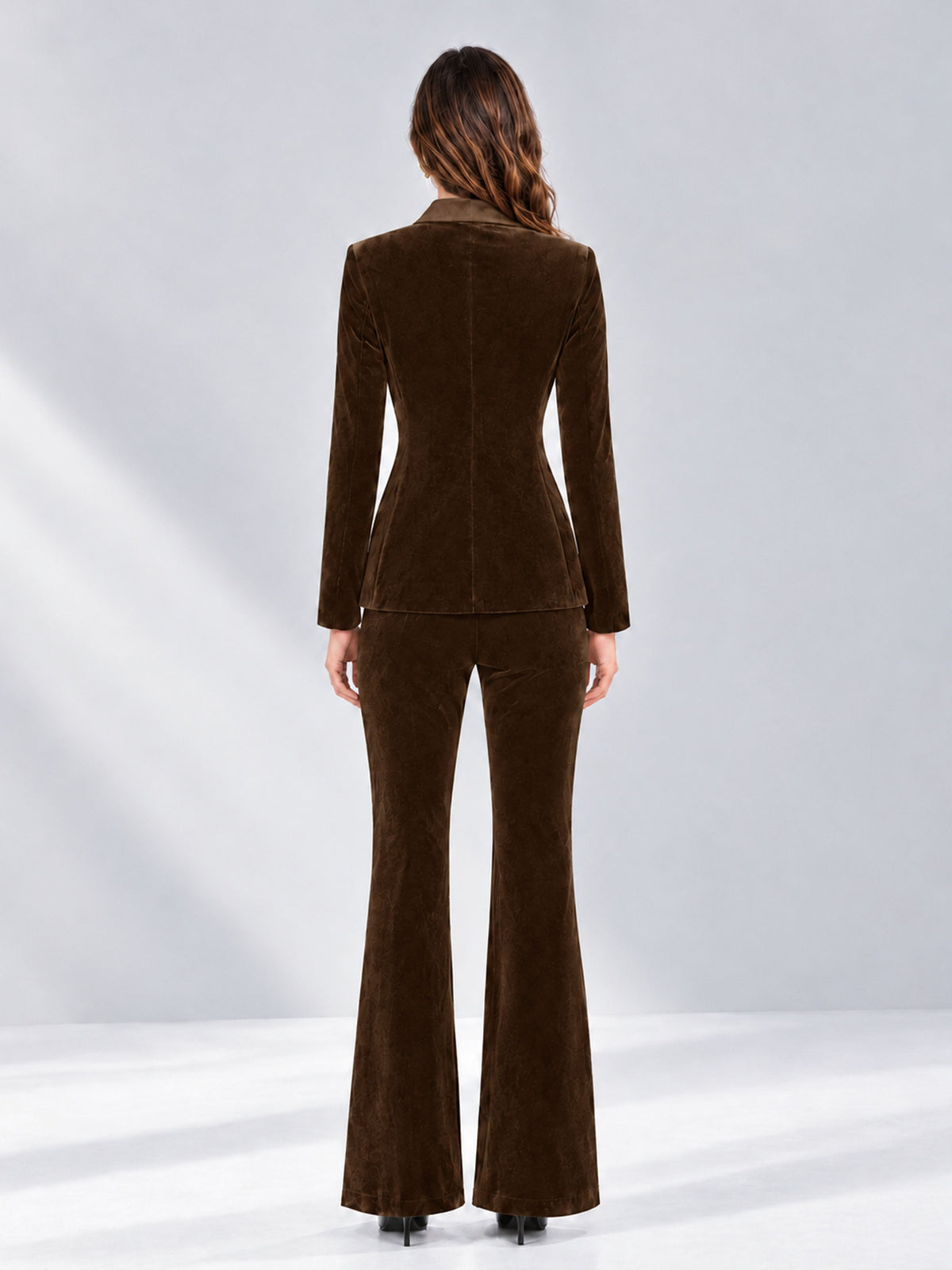 Chocolate 2 Pieces Slim Fit Double Breasted Velvet Women's Suits