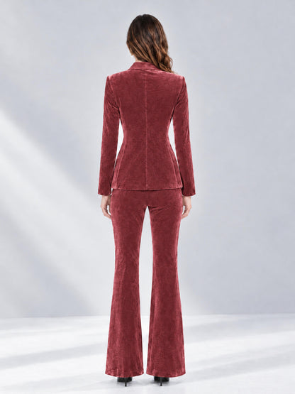 Desert Rose 2 Pieces Slim Fit Double Breasted Velvet Women's Suits