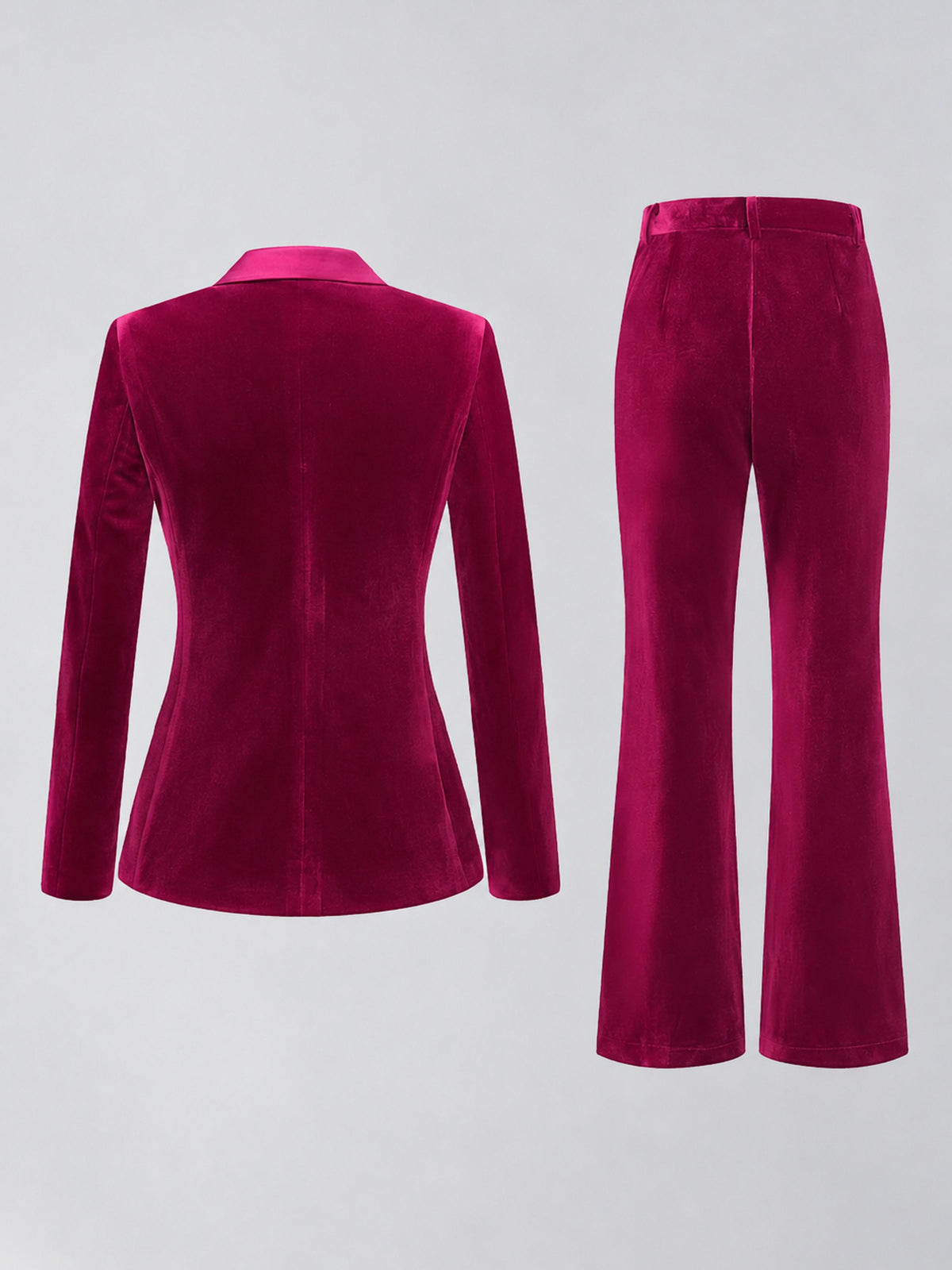 Fuchsia 2 Pieces Slim Fit Double Breasted Velvet Women's Suits