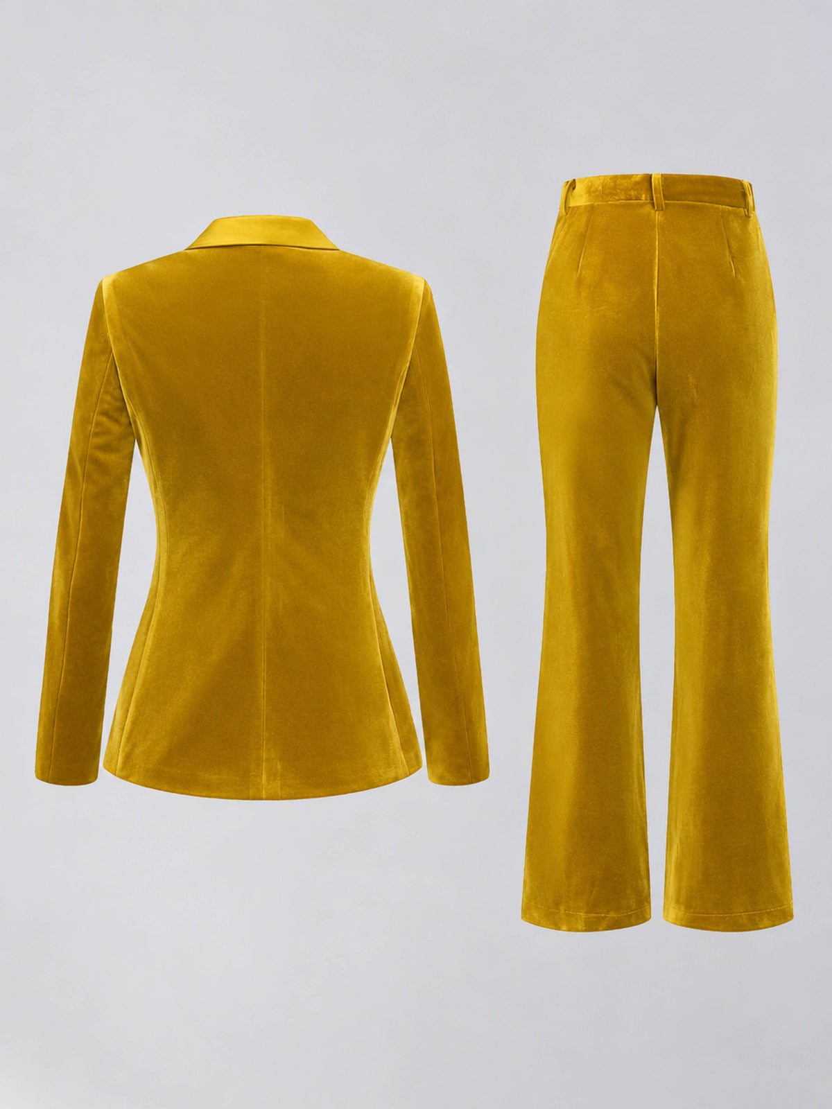 Gold 2 Pieces Slim Fit Double Breasted Velvet Women's Suits