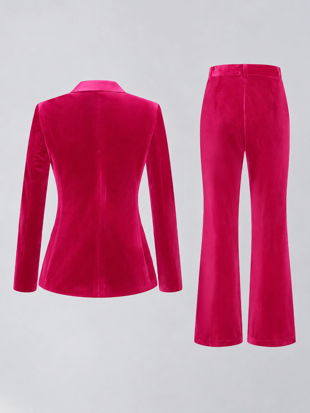 Hot Pink 2 Pieces Slim Fit Double Breasted Velvet Women's Suits
