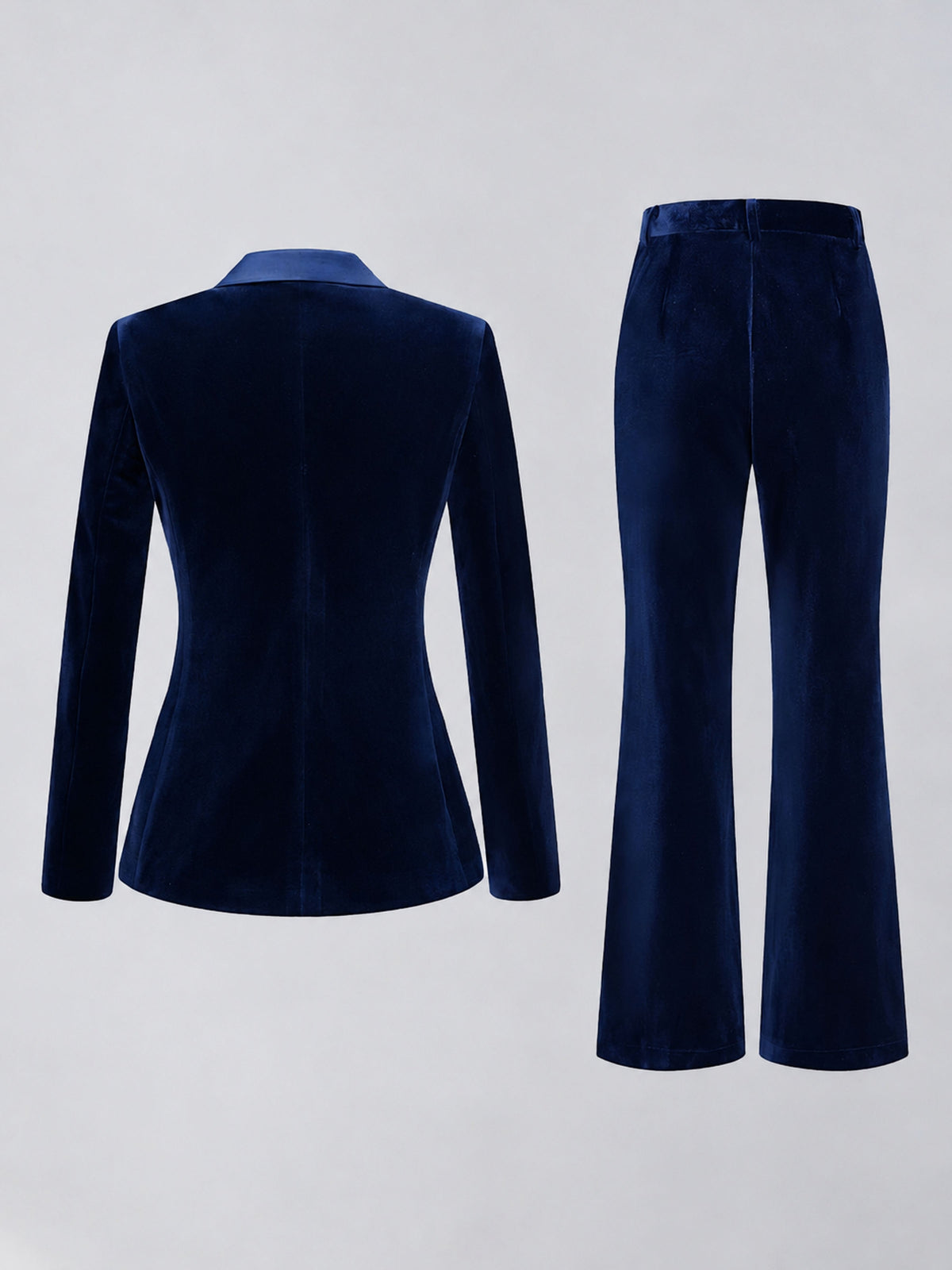 Navy Blue 2 Pieces Slim Fit Double Breasted Velvet Women's Suits