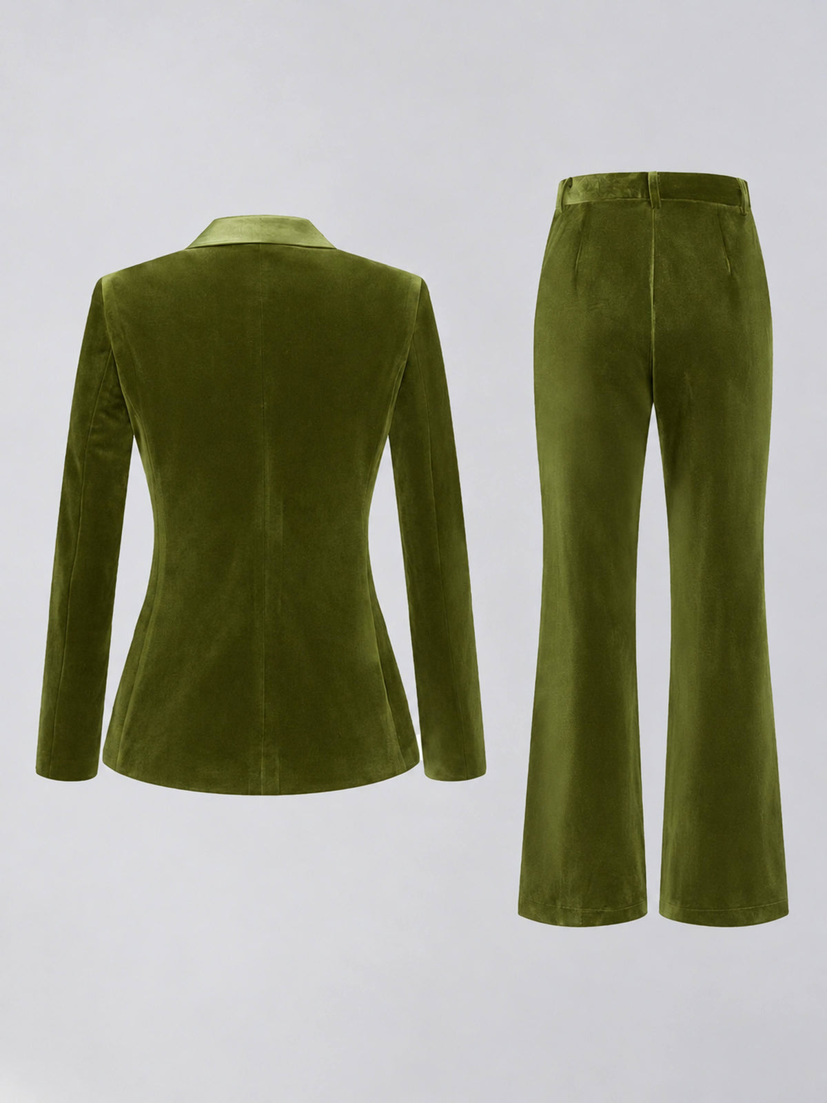 Olive Green 2 Pieces Slim Fit Double Breasted Velvet Women's Suits