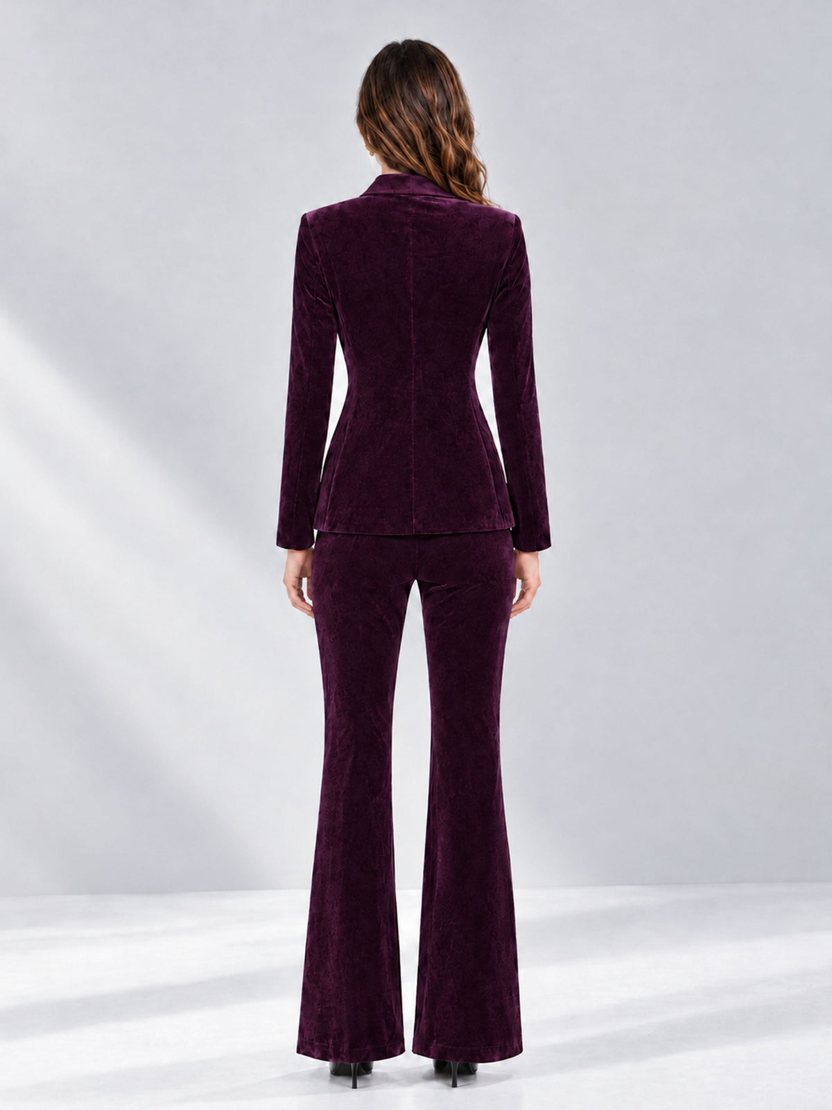 Plum 2 Pieces Slim Fit Double Breasted Velvet Women's Suits
