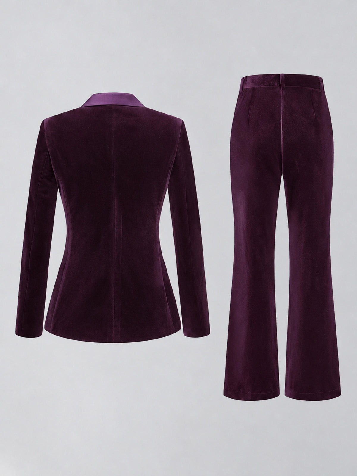 Plum 2 Pieces Slim Fit Double Breasted Velvet Women's Suits
