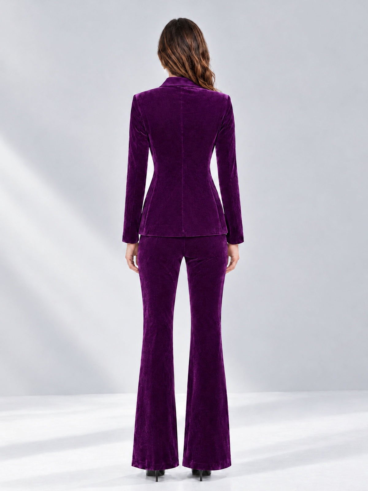 Purple 2 Pieces Slim Fit Double Breasted Velvet Women's Suits