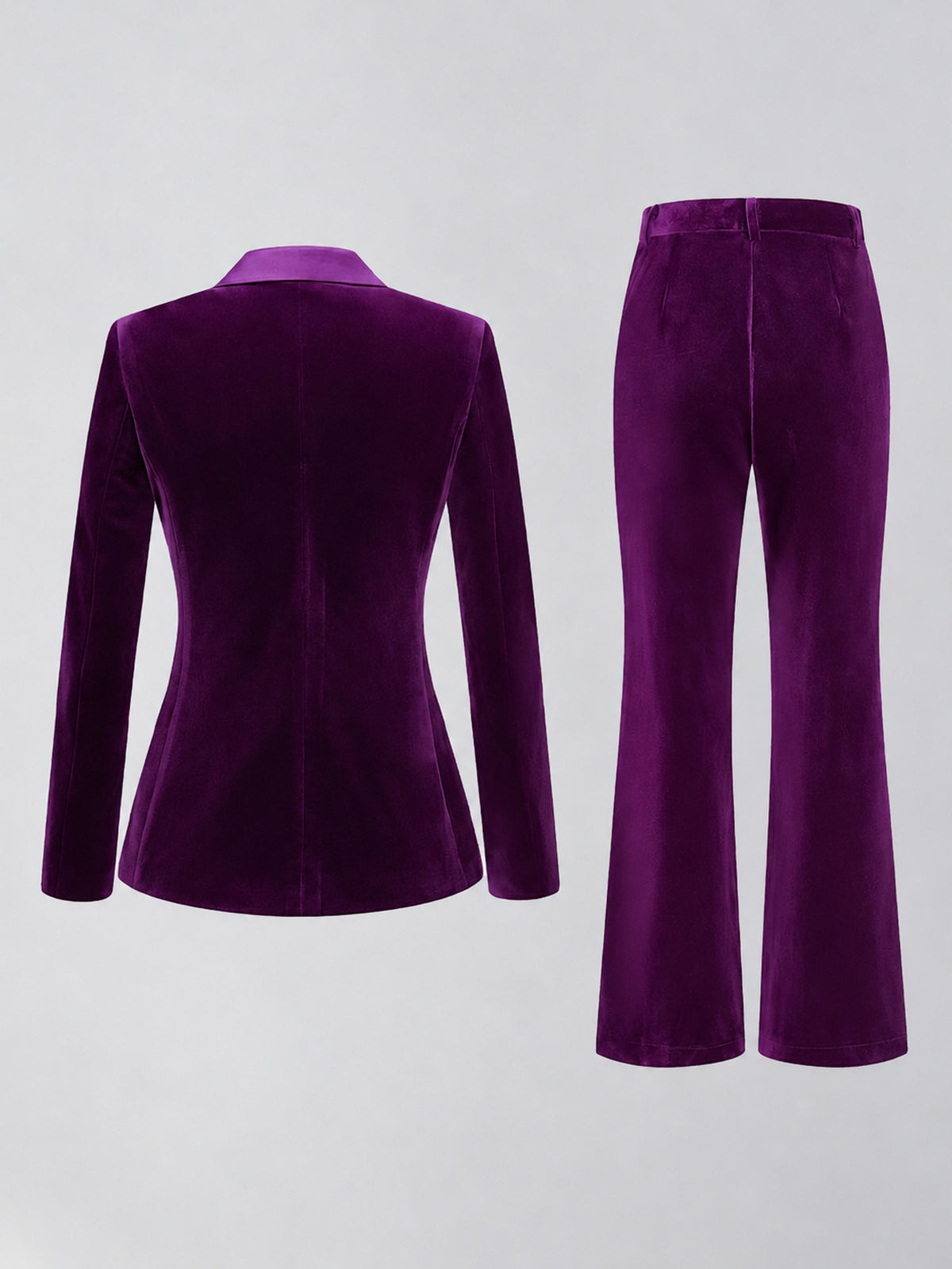 Purple 2 Pieces Slim Fit Double Breasted Velvet Women's Suits