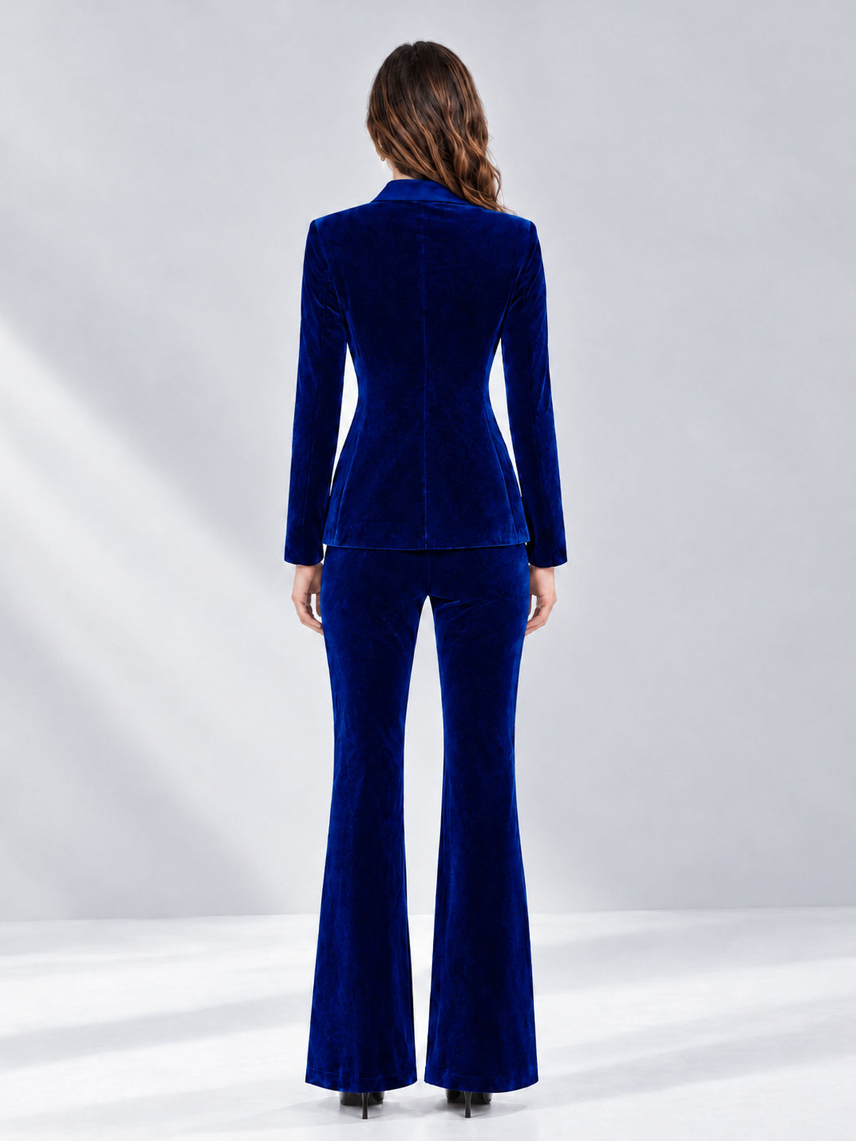 Royal Blue 2 Pieces Slim Fit Double Breasted Velvet Women's Suits